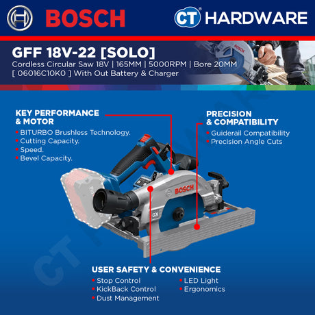 Bosch PRO GKS 18V-57-2 GX Cordless Circular Saw 18V 06016C10K0 (Body Only | 1-Battery | 2-Battery)