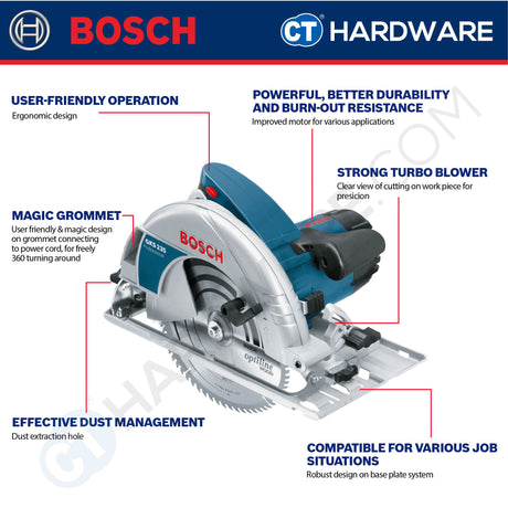 Bosch GKS 235 TURBO Professional Hand-Held Circular Saw 2050W 9” 235mm [06015A20L0 | GKS235TURBO]