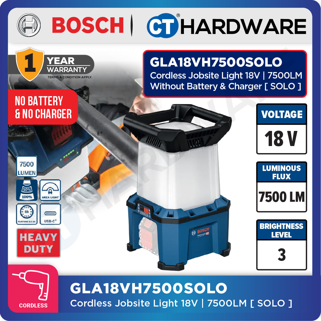 Bosch GLA18VH7500SOLO Cordless Jobsite Light 18V | 7500LM Without Battery & Charger [ SOLO UNIT ]