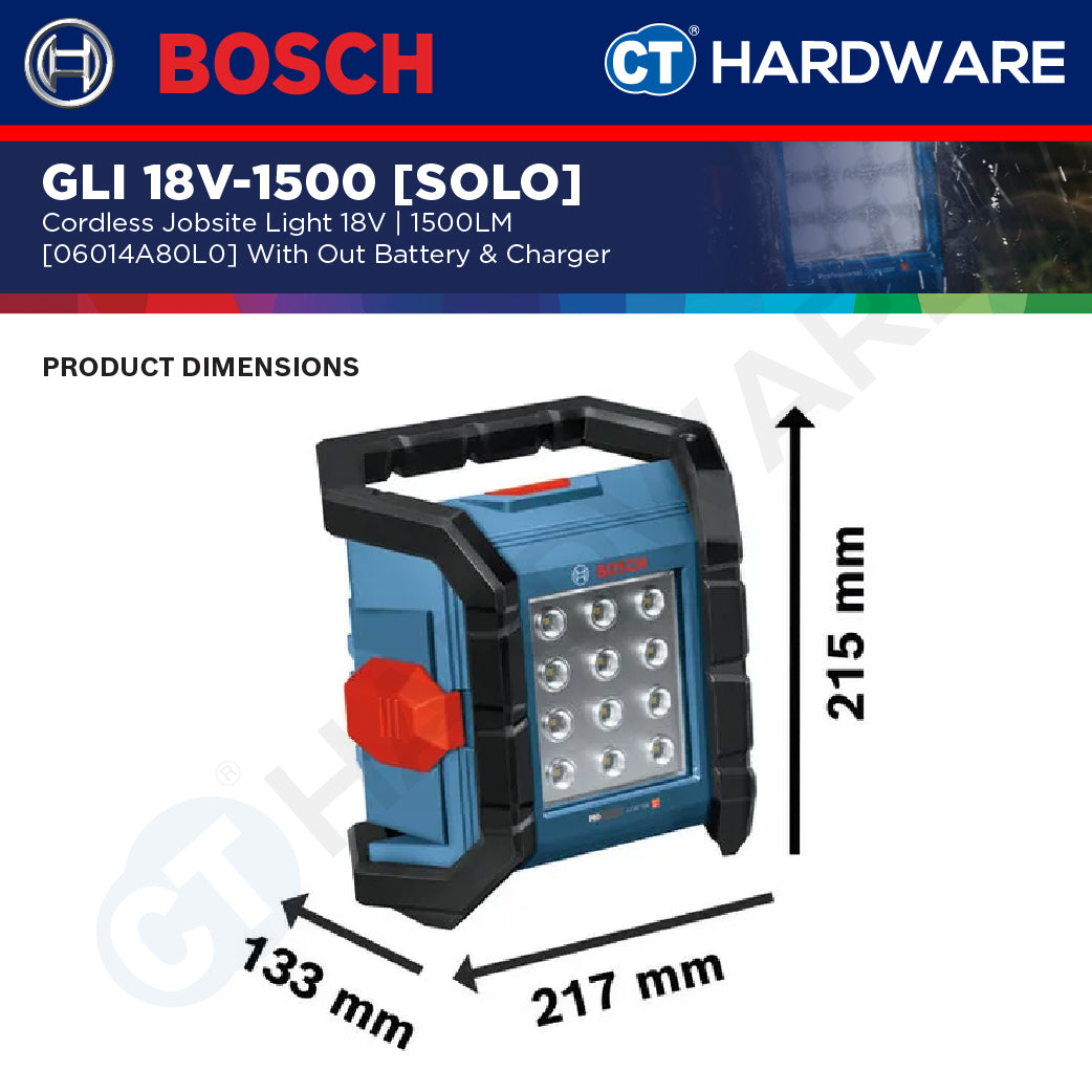 Bosch PRO GLI 18V-1500 Cordless Jobsite Light 18V 06014A80L0 (Body Only | 1-Battery | 2-Battery)