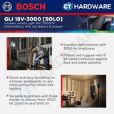 Bosch PRO GLI 18V-3000 Cordless Jobsite Light 18V 06014A81L0 (Body Only | 1-Battery | 2-Battery)