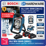 Bosch PRO GLI 18V-3000 Cordless Jobsite Light 18V 06014A81L0 (Body Only | 1-Battery | 2-Battery)