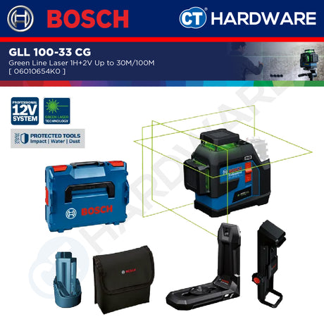 Bosch GLL 100-33 CG Green Line Laser 1H+2V Up To 30M-100M GLL10033CG Line Laser