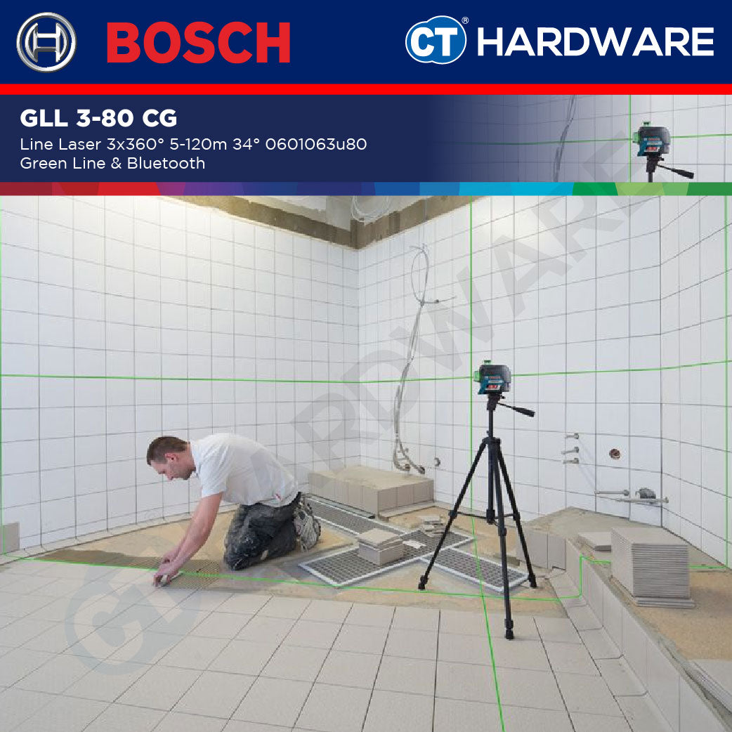 Bosch PRO GLL 3-80 CG Green Line Laser 3x360° 30m/120m With R7 Receiver [0601063U80]