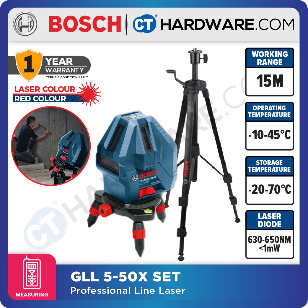 Bosch GLL 5-50 X Professional Cross Line Laser 15M c/w BT150 Tripod [0601063N81 | GLL550XSET]