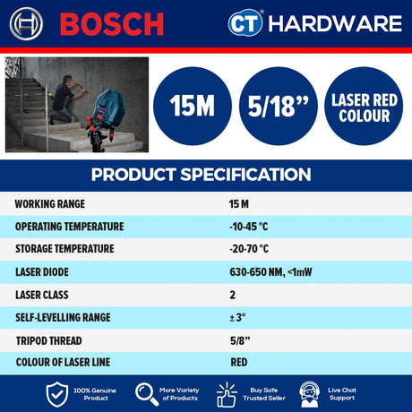 Bosch GLL 5-50 X Professional Cross Line Laser 15M c/w BT150 Tripod [0601063N81 | GLL550XSET]