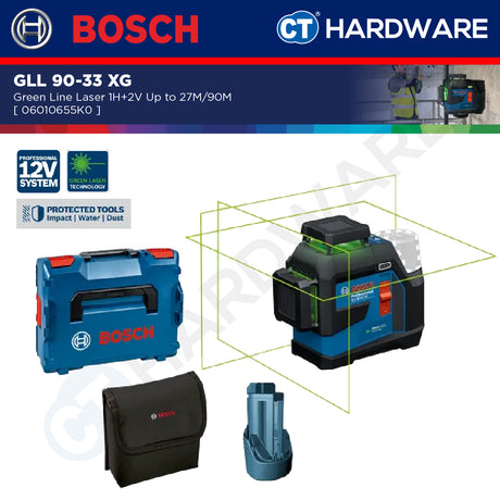 Bosch GLL 90-33 XG Green Line Laser 1H+2V Up To 27M-90M GLL9033XG Line Laser