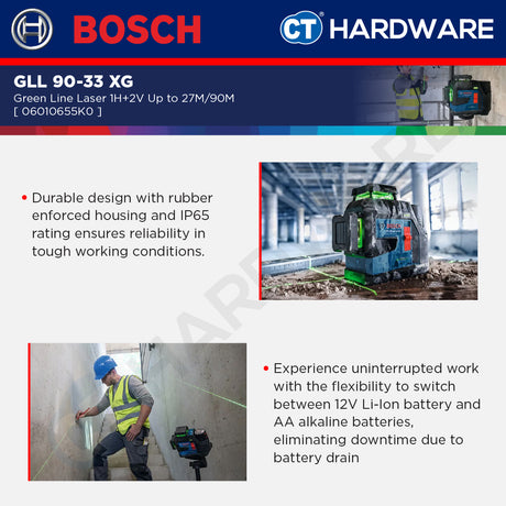 Bosch GLL 90-33 XG Green Line Laser 1H+2V Up To 27M-90M GLL9033XG Line Laser
