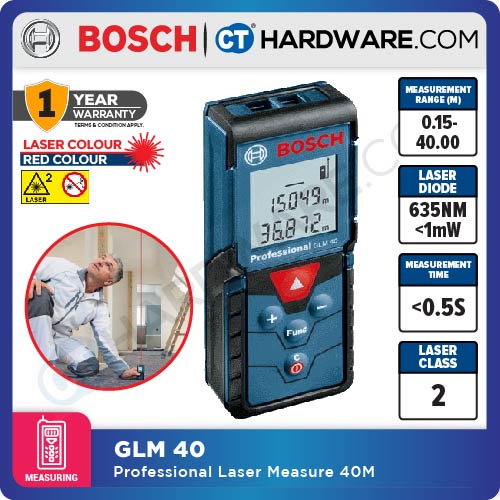 Bosch GLM 40 Professional Digital Laser Rangefinder 40M [06010729K0 | GLM40]