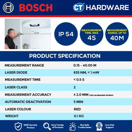 Bosch GLM 40 Professional Digital Laser Rangefinder 40M [06010729K0 | GLM40]