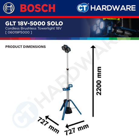 Bosch GLT18V-5000 SOLO Cordless Brushless Tower Light 18V Without Battery & Charger GLT18V5000SOLO