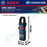 Bosch PRO GMC 600-15 Clamp Meter 600A 600V AC/DC IP54 [0601077600]