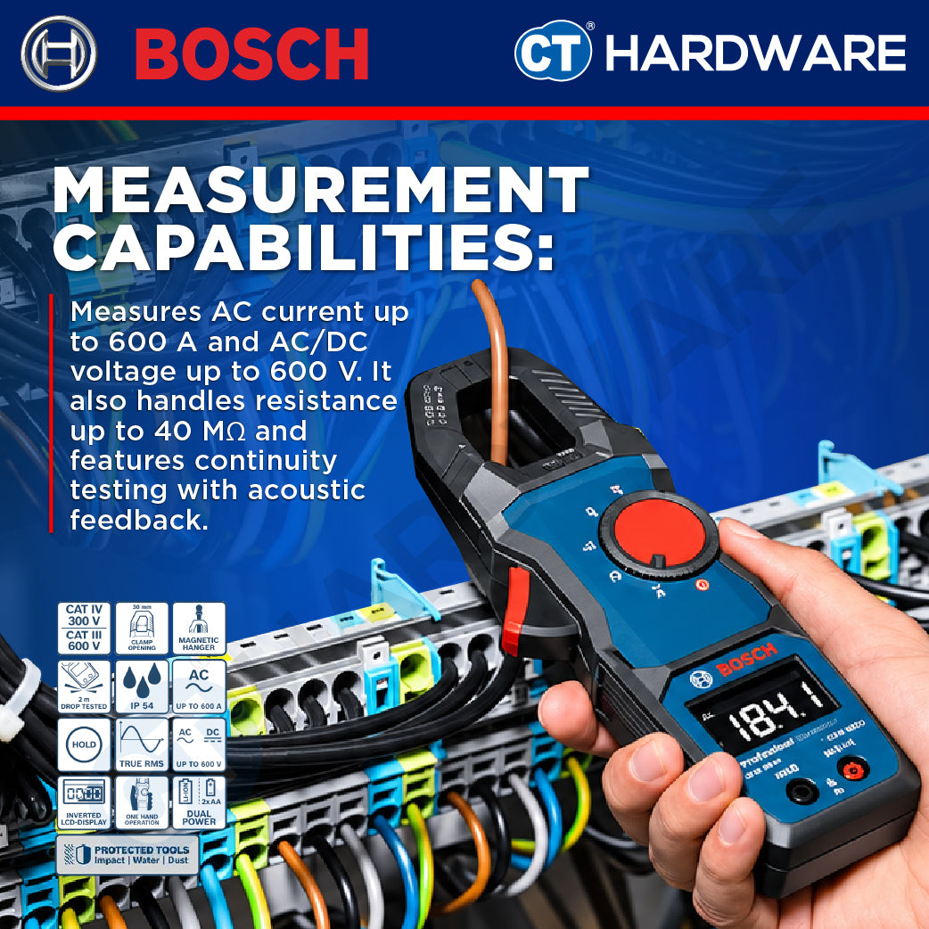 Bosch PRO GMC 600-15 Clamp Meter 600A 600V AC/DC IP54 [0601077600]