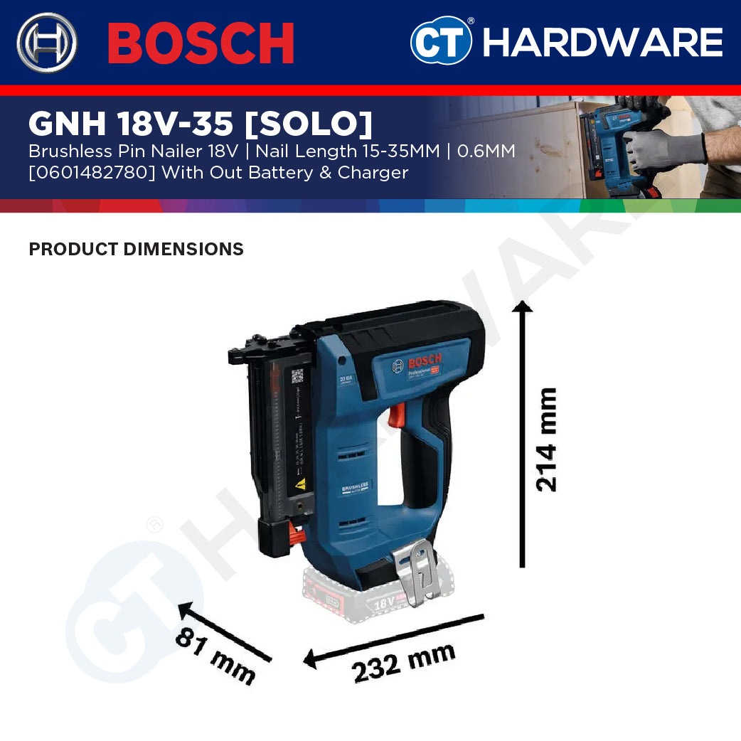 Bosch PRO GNH 18V-35 Cordless Wood Nailer 18V 0601482780 (Body Only | 1-Battery | 2-Battery)