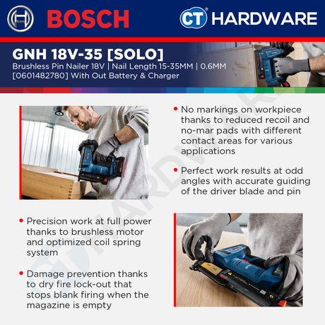 Bosch PRO GNH 18V-35 Cordless Wood Nailer 18V 0601482780 (Body Only | 1-Battery | 2-Battery)