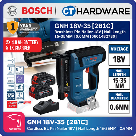 Bosch PRO GNH 18V-35 Cordless Wood Nailer 18V 0601482780 (Body Only | 1-Battery | 2-Battery)