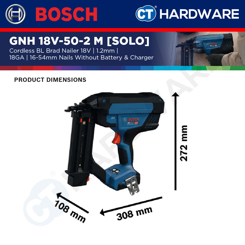Bosch PRO GNH 18V-50-2 M Cordless Brushless Brad Nailer 18V 18ga Solo [0601482C80]