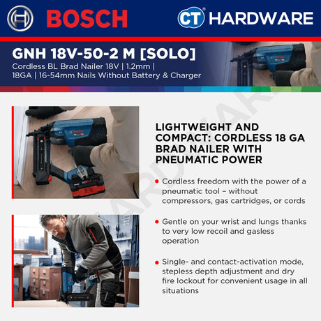 Bosch PRO GNH 18V-50-2 M Cordless Brushless Brad Nailer 18V 18ga Solo [0601482C80]