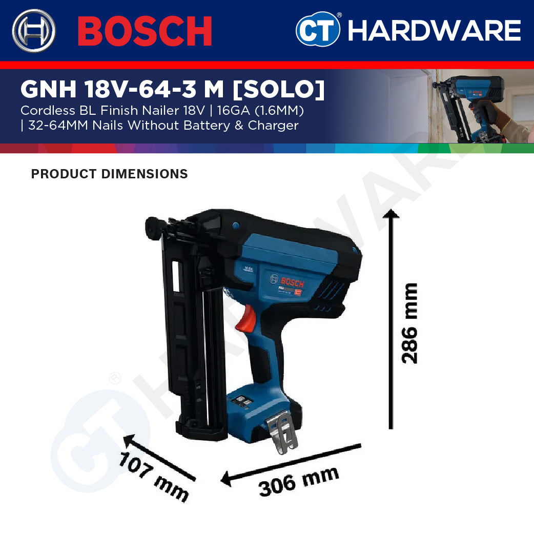 Bosch PRO GNH 18V-64-3 M Cordless Brushless Finish Nailer 18V 16ga Solo [0601482A00]