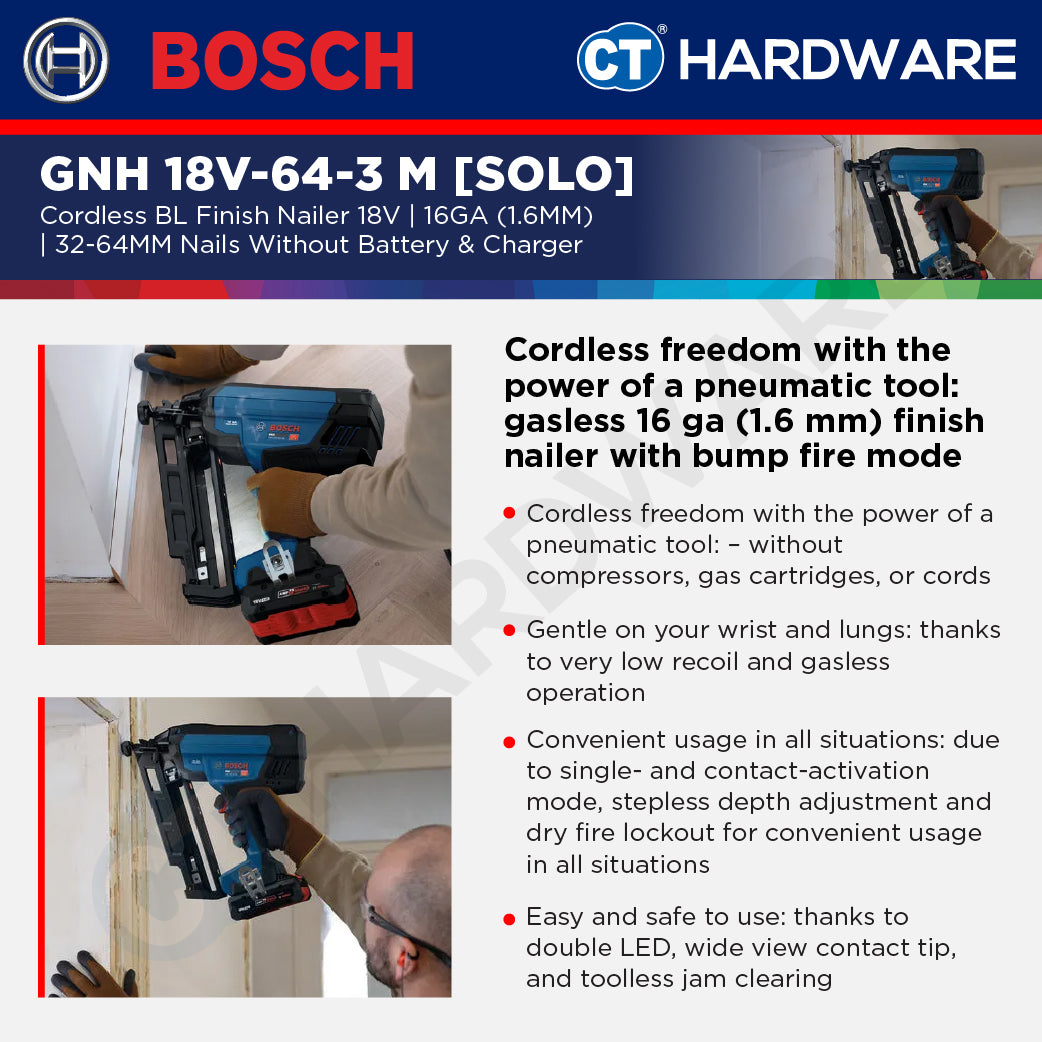 Bosch PRO GNH 18V-64-3 M Cordless Brushless Finish Nailer 18V 16ga Solo [0601482A00]
