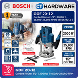 Bosch GOF 20-12 Corded Router 1/2" Come With Parallel Guide, Dust Extractor & Collet 12MM & 1/2" GOF2012