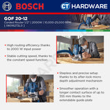 Bosch GOF 20-12 Corded Router 1/2" Come With Parallel Guide, Dust Extractor & Collet 12MM & 1/2" GOF2012