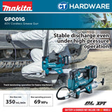 Makita GP001GZ Cordless Grease Gun 40V | 120cm (47-1/4") | 69mpa (10000psi) without Battery Charger