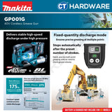 Makita GP001GZ Cordless Grease Gun 40V | 120cm (47-1/4") | 69mpa (10000psi) without Battery Charger