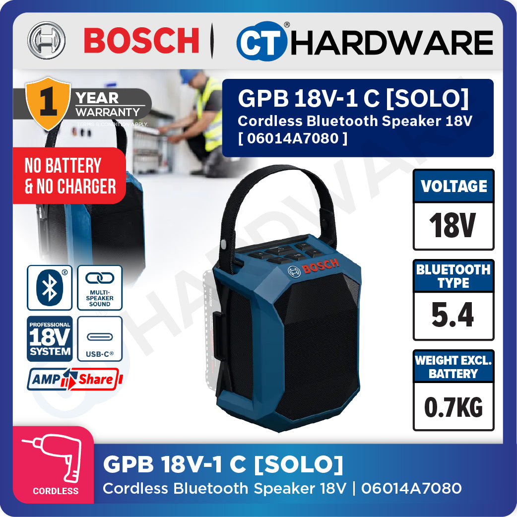 Bosch PRO GPB 18V-1 C Cordless Bluetooth Speaker 18V 06014A7080 (Body Only | 1-Battery)