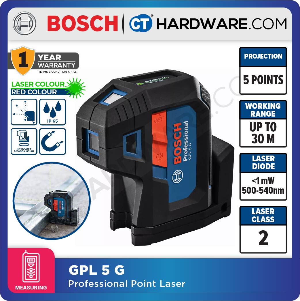 Bosch GPL 5 G Professional Point Laser 30M 5-Point (Green) [0601066P00 | GPL5G]