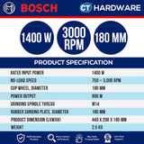 Bosch GPO 14-180 S Corded Polisher 7" 180MM Polishing Works Car Detailing GPO14180S