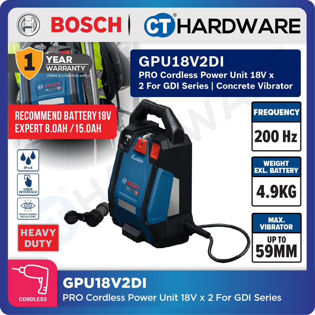 Bosch PRO GPU18V2DI Cordless Concrete Vibrator Power Unit 2 x 18V Solo [06019P9000]