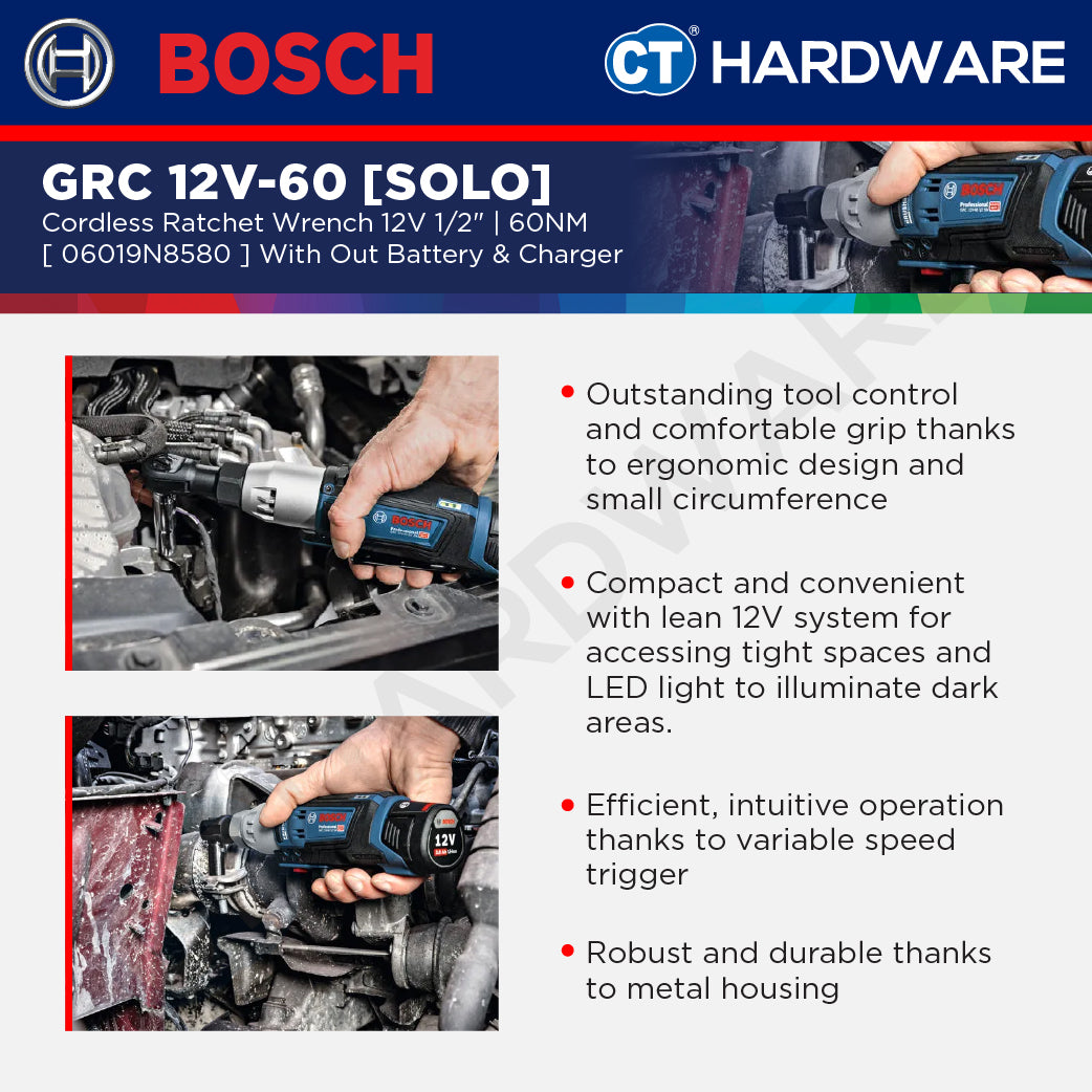 Bosch PRO GRC 12V-60 1/2 SN Cordless Ratchet Wrench 12V 06019N8580 (Body Only | 1-Battery)