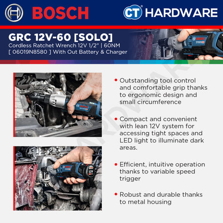 Bosch PRO GRC 12V-60 1/2 SN Cordless Ratchet Wrench 12V 06019N8580 (Body Only | 1-Battery)