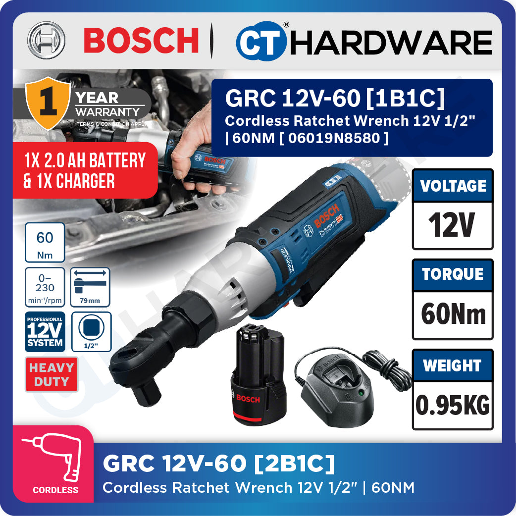 Bosch PRO GRC 12V-60 1/2 SN Cordless Ratchet Wrench 12V 06019N8580 (Body Only | 1-Battery)