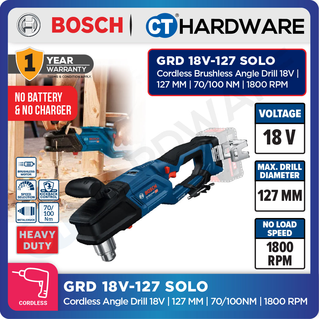 Bosch GRD 18V-127 SOLO Cordless Brushless Angle Drill 18V | 127MM | 06019N5000 Without Battery & Charger | GRD18V127SOLO