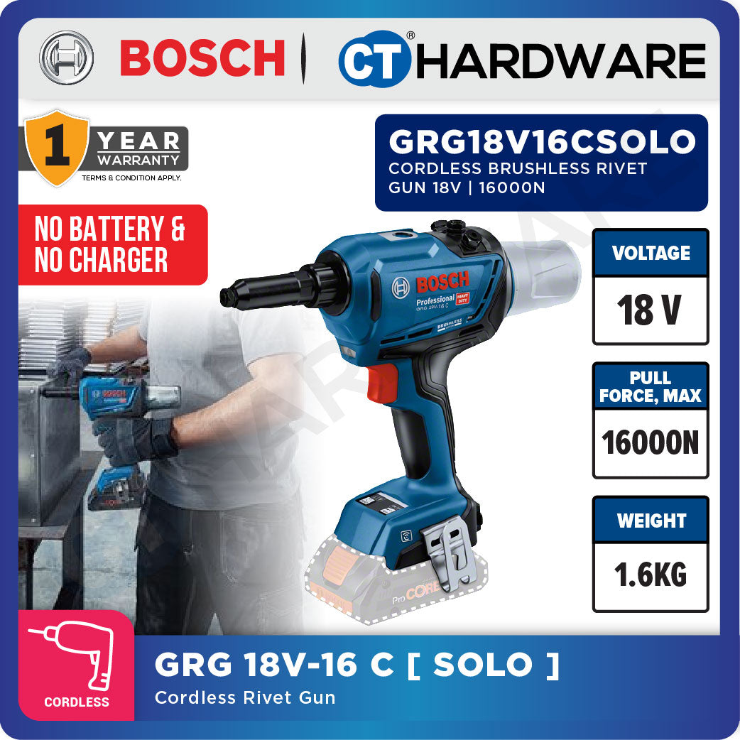 Bosch GRG18V-16C Rivet Gun | Brushless 18V | 16,000N Force | Cordless [06019K5080]