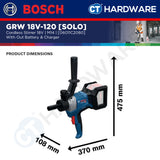 Bosch PRO GRW 18V-120 Cordless Mixer/Stirrer 18V 06011C2080 (Body Only | 1-Battery | 2-Battery)