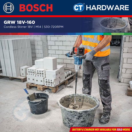 Bosch GRW 18V-160 SOLO Cordless Stirrer 18V | M14 | 530–720RPM [ GRW18V160SOLO ]