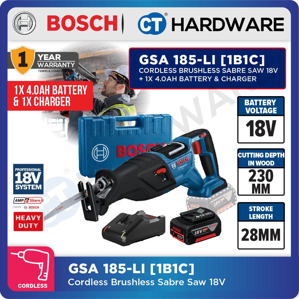 Bosch GSA 185-LI Cordless Brushless Sabre Saw 18V Without Battery & Charger, GSA185LISOLO