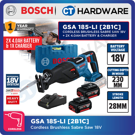 Bosch GSA 185-LI Cordless Brushless Sabre Saw 18V Without Battery & Charger, GSA185LISOLO