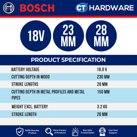 Bosch GSA 185-LI Cordless Brushless Sabre Saw 18V Without Battery & Charger, GSA185LISOLO
