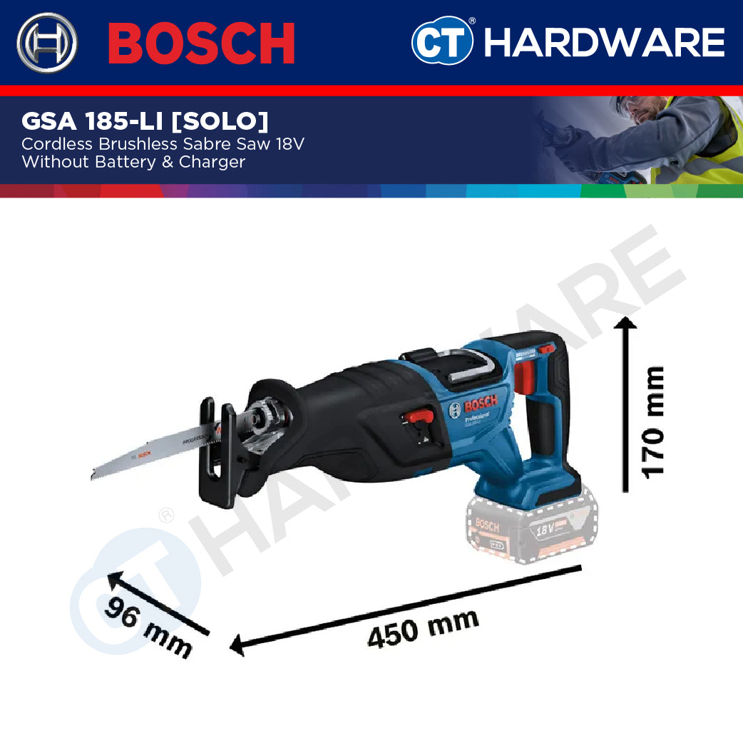Bosch GSA 185-LI Cordless Brushless Sabre Saw 18V Without Battery & Charger, GSA185LISOLO