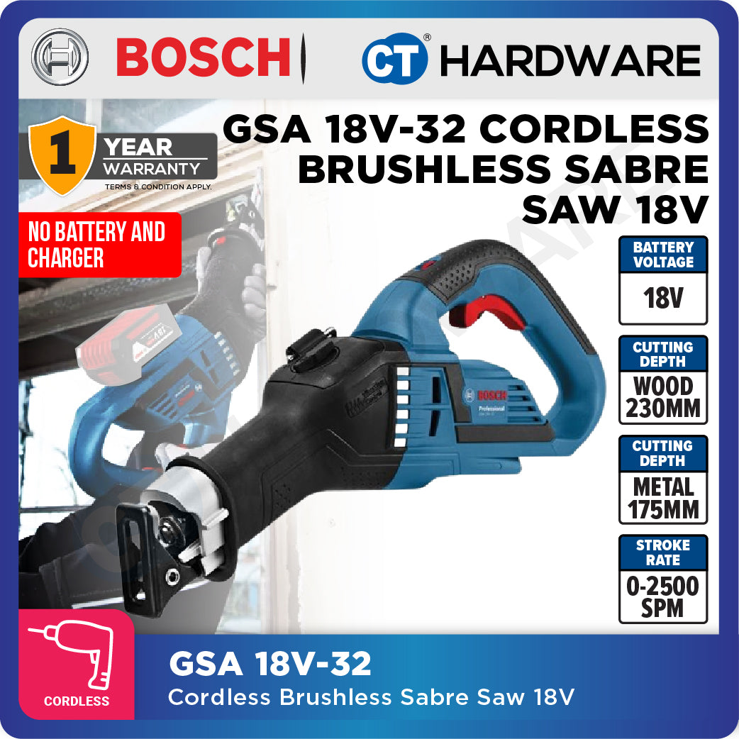 Bosch GSA 18V-32 SOLO Professional Cordless Brushless Reciprocating Saw 18V [06016A8108 | GSA18V32SOLO]