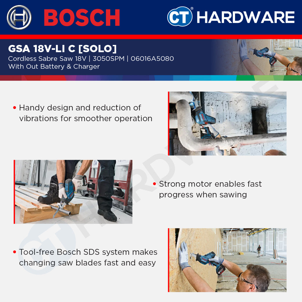 Bosch GSA 18V-LI C SOLO Professional Cordless Reciprocating Saw 18V [06016A5080 | GSA18VLICSOLO]