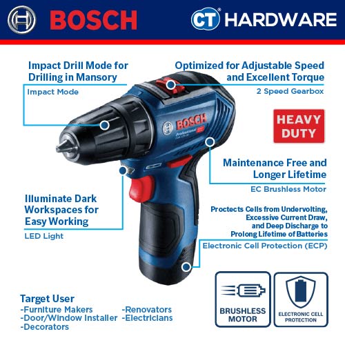 Bosch GSR 12V-30 Professional Cordless Brushless Drill/Driver 12V [06019G90L1 | GSR12V30SET]