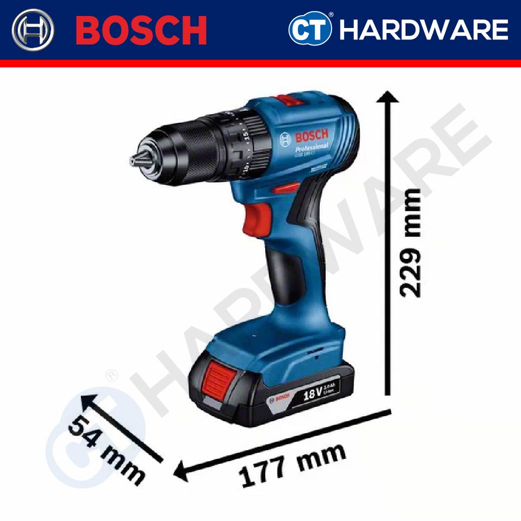 Bosch GSB 185-LI Professional Cordless Brushless Impact Drill 18V | Full Set | SOLO | 1-Battery [06019K31L2 | GSB185LI]