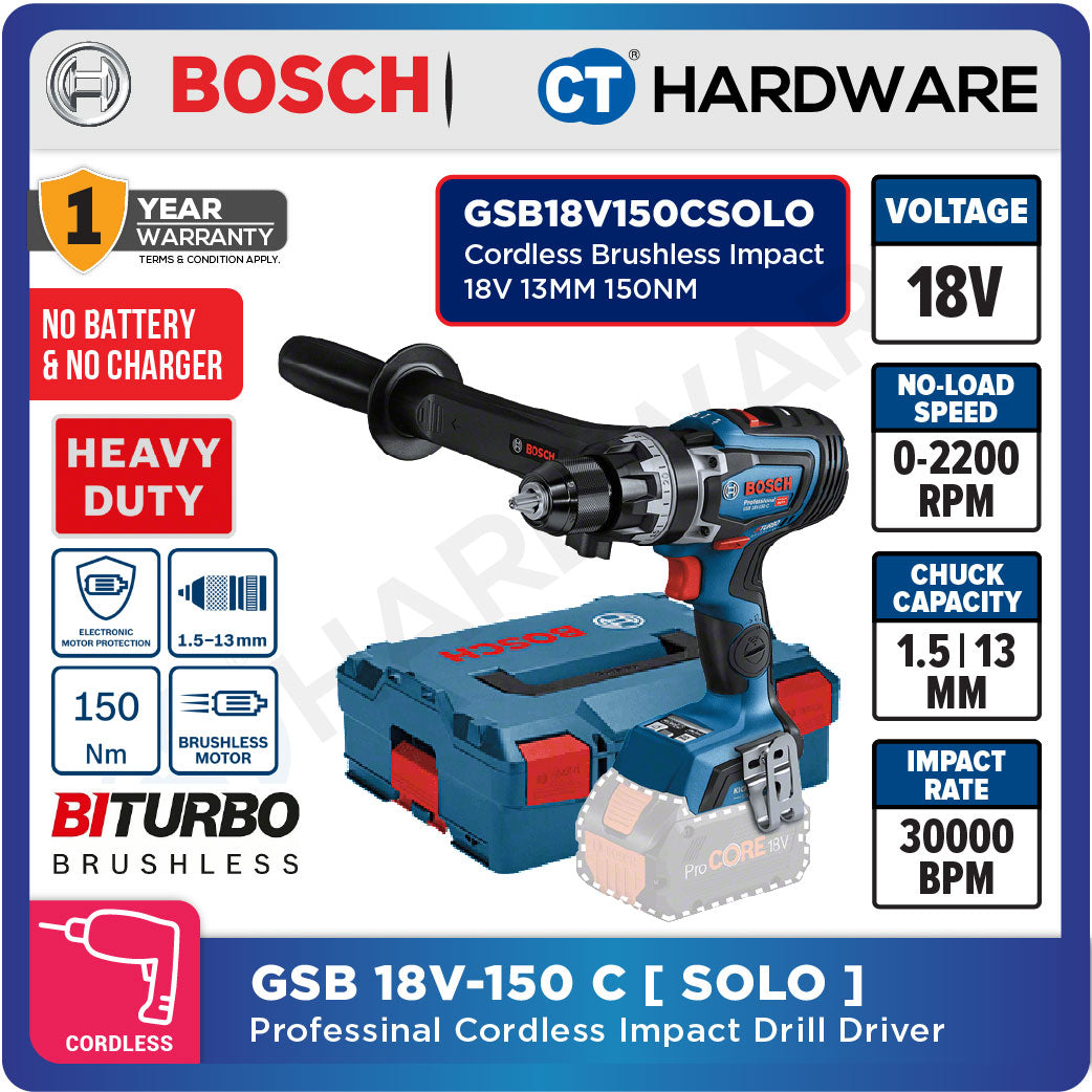 Bosch GSB 18V-150 C SOLO BITURBO Cordless Drill Driver 18V 13MM [GSB18V150CSOLO]