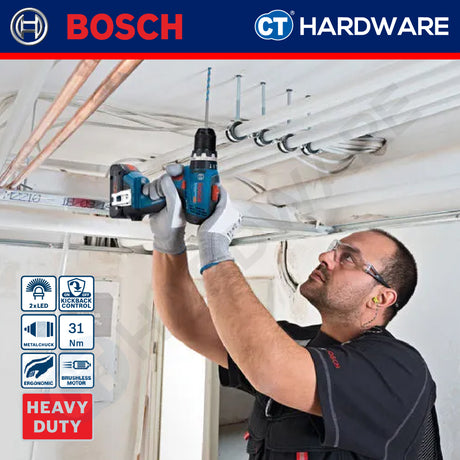 Bosch GSB18V65 Cordless Brushless Impact Drill 18V | 13 MM | 65/31NM Come with 2x 2.0Ah 18V Battery & Charger