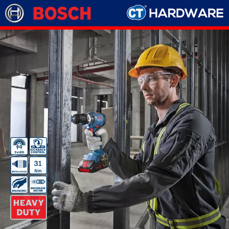 Bosch GSB18V65 Cordless Brushless Impact Drill 18V | 13 MM | 65/31NM Come with 2x 2.0Ah 18V Battery & Charger